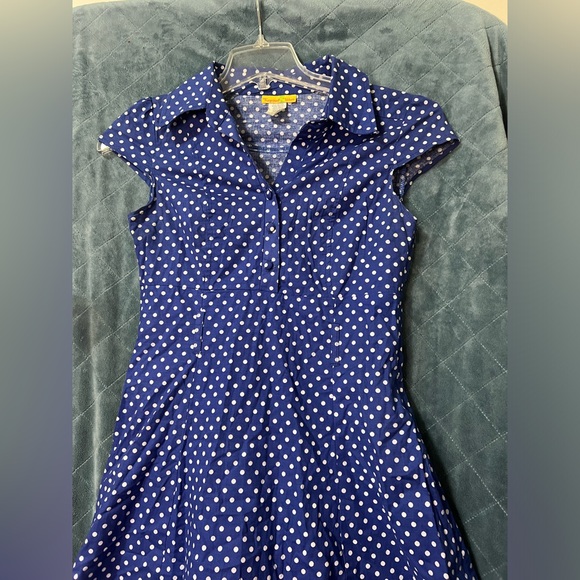 Women's Tropical Wear Fit and Flare Polka Dot Dress - Picture 5 of 8